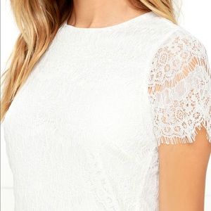 LULU’S TAKE ME TO BRUNCH IVORY LACE SHIFT DRESS